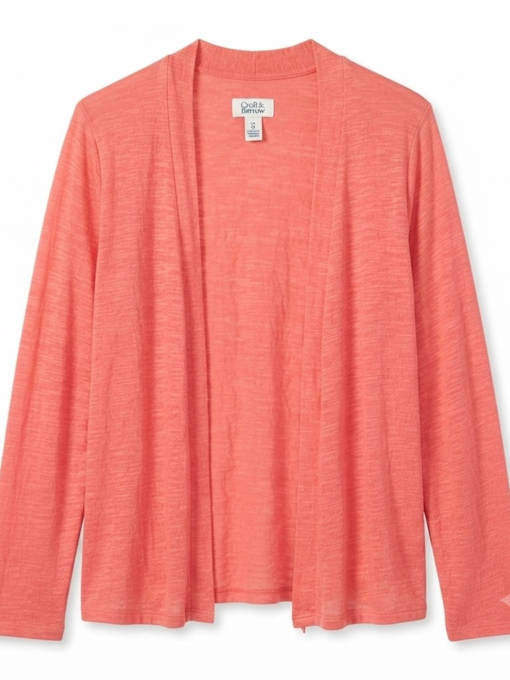 Croft & Barrow Coral Open Front Cardigan Sweater Plus Size 1X